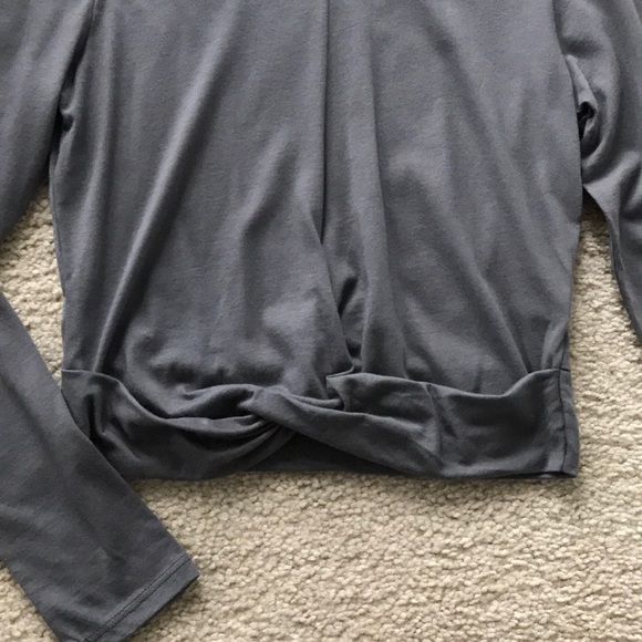 Grey Long Sleeve Twist Front Top - Picture 4 of 6